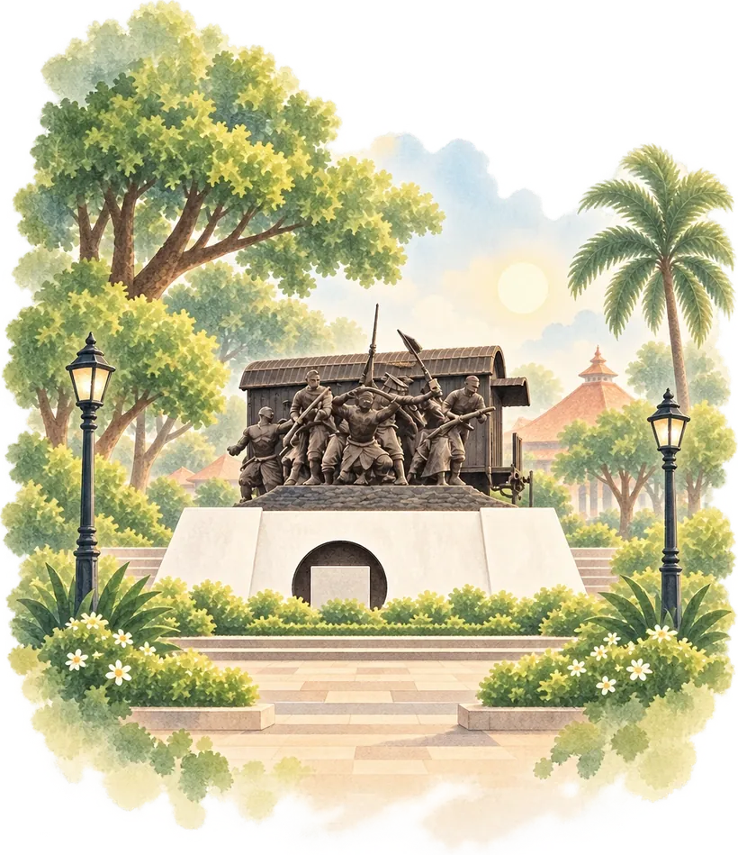 Ilustrasi Monumen Gerbong Maut, Bondowoso